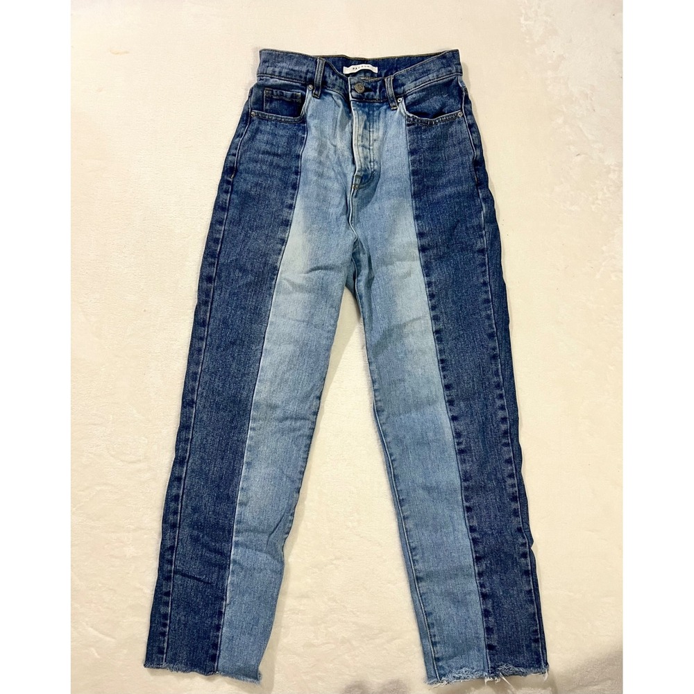 Pacsun Womens High Rise‎ Straight Leg Jeans Size 25 Two Tone Denim Raw Hem